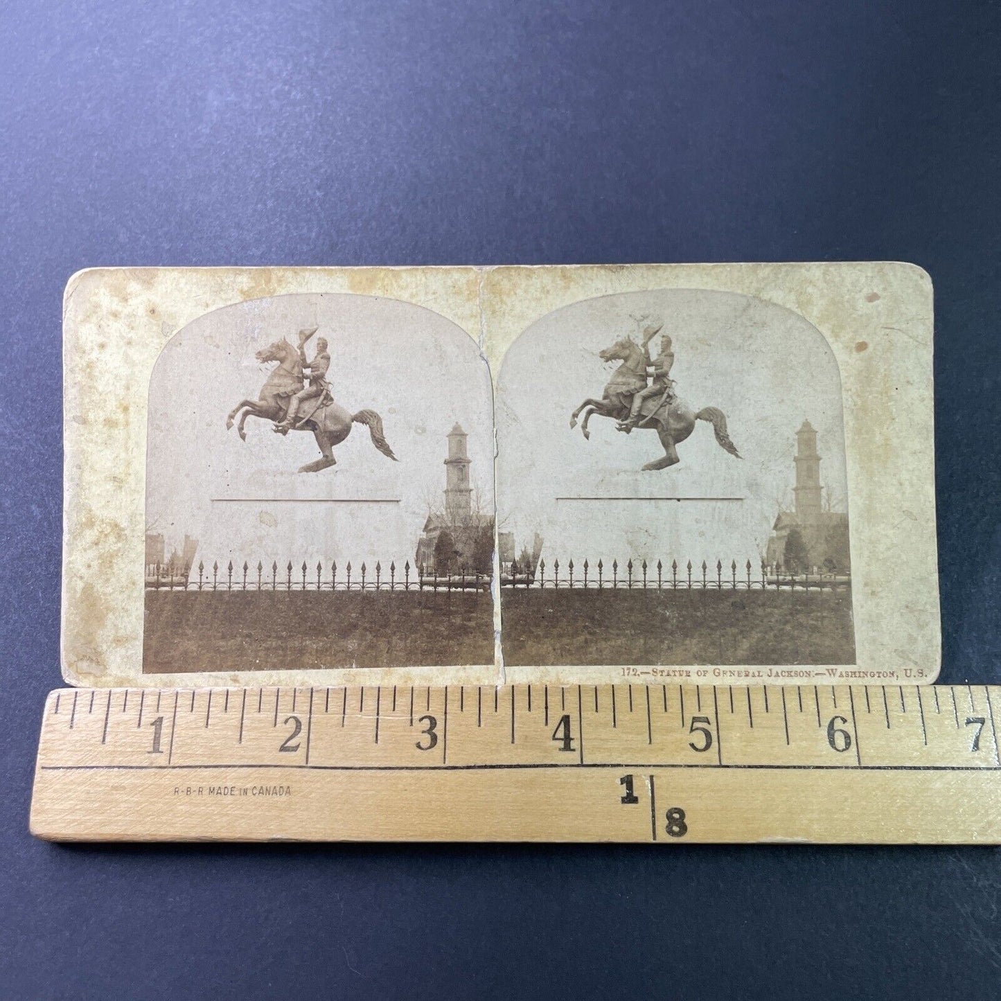 Antique 1870s General Andrew Jackson Monument Stereoview Photo Card P3294