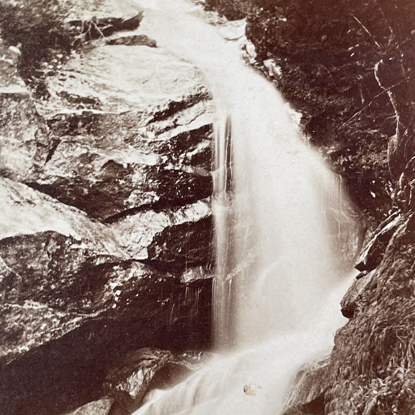 Bridal Veil Falls Franconia Notch New Hampshire Stereoview Antique c1870s Y896