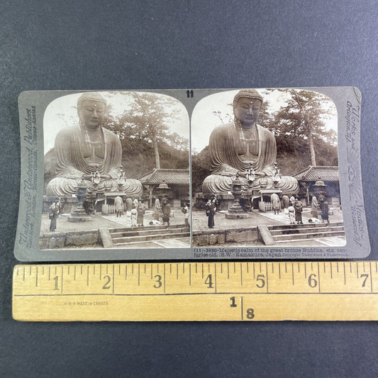 The Great Bronze Buddha Kamakura Japan Stereoview Antique c1904 Y2581