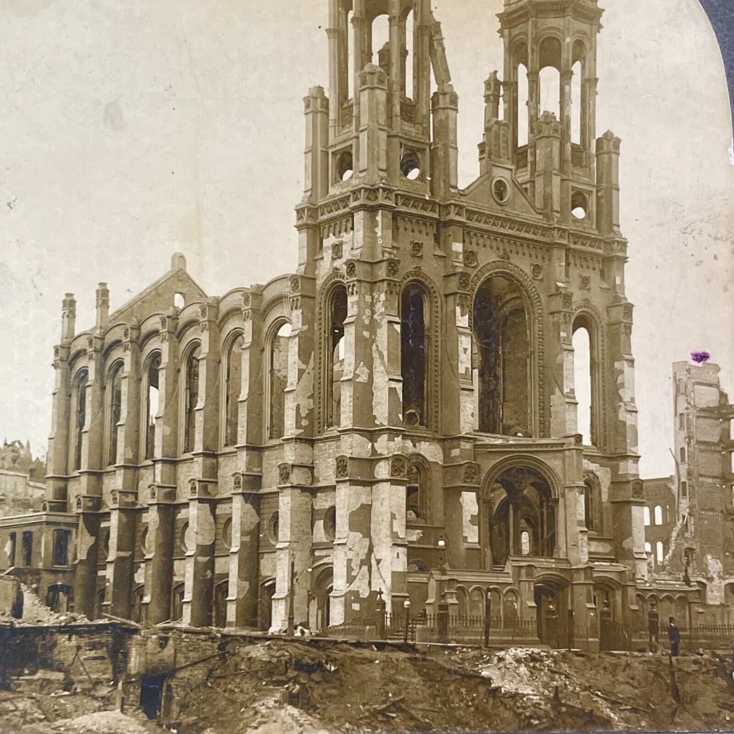 Burned Out Jewish Synagogue Stereoview San Francisco Antique c1906 Y494