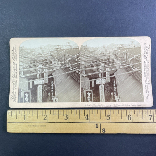 Guangzhou China Market and City View Stereoview Antique c1900 X4150