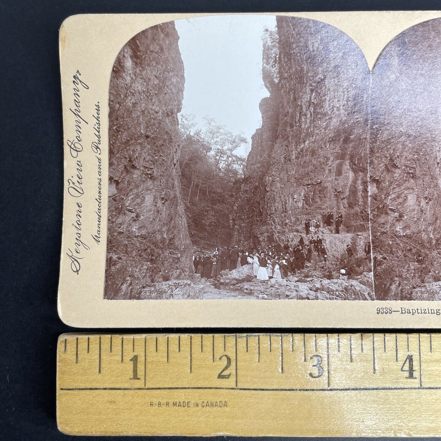 Antique 1898 Christian Baptism Natural Bridge VA Stereoview Photo Card PC835