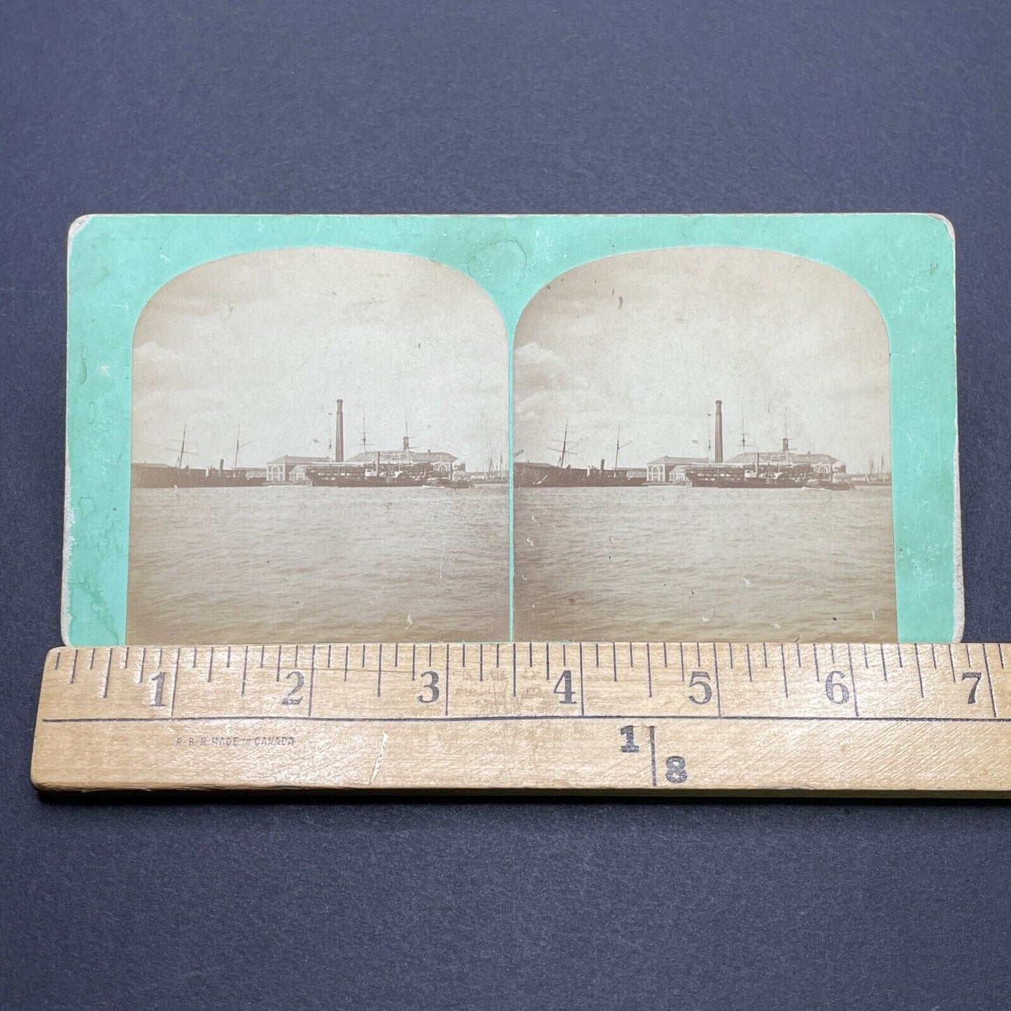 Antique 1860s Charlestown Navy Yard Boston Mass Stereoview Photo Card V1739