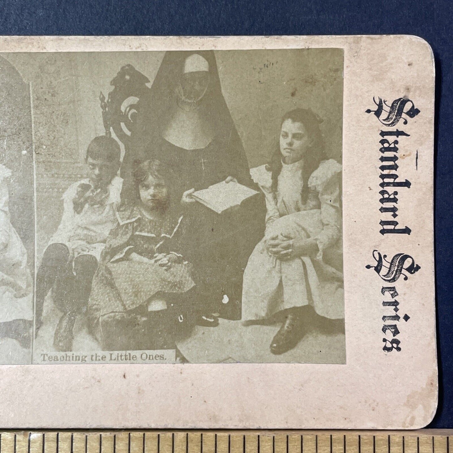 Nun Reads To Orphans In Convent Orphanage Stereoview Antique c1878 X1260