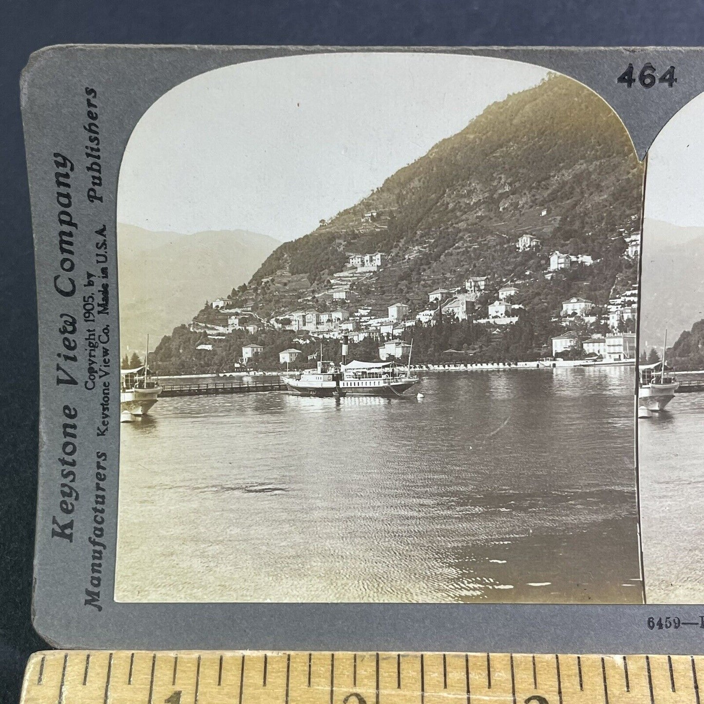 Antique 1905 Lake Como City View Italy Stereoview Photo Card P2227