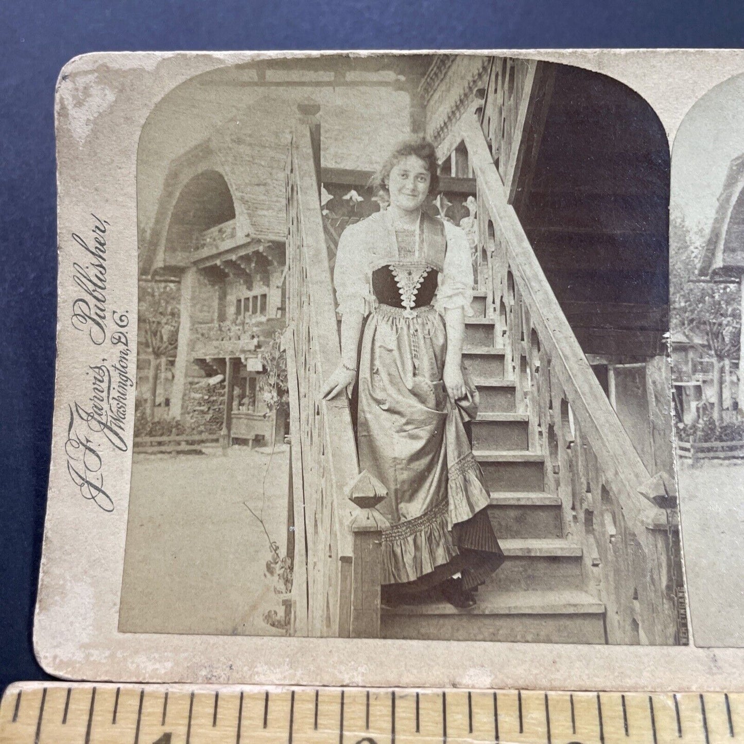 Antique 1897 Traditional Swiss Woman Switzerland Stereoview Photo Card P4089