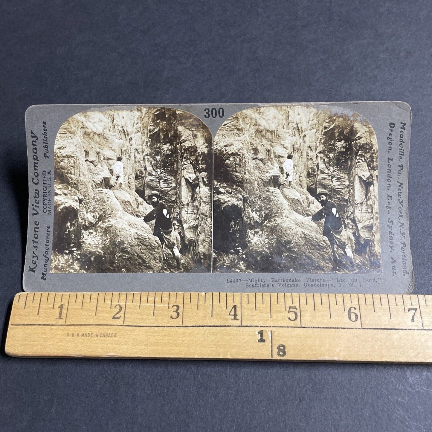 Antique 1910s Earthquake Crack Guadeloupe FWI Stereoview Photo Card P3651