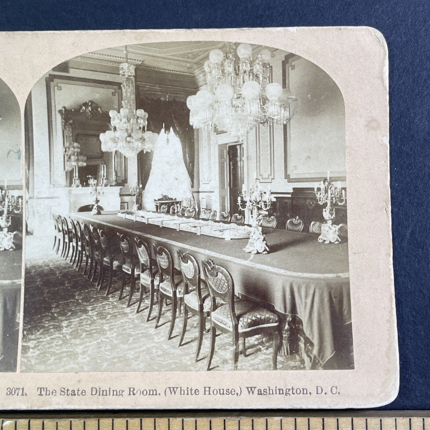 White House Dining Room Stereoview Washington DC Antique c1880 X3876