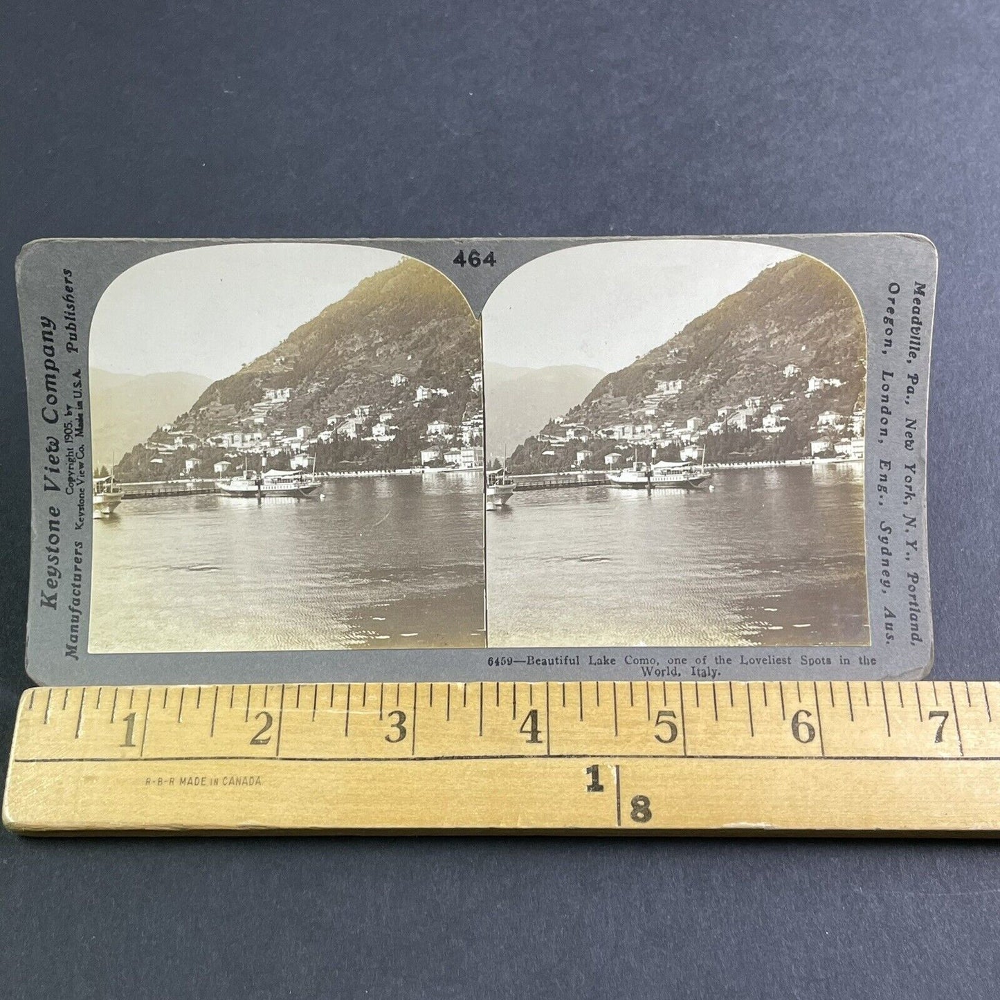 Antique 1905 Lake Como City View Italy Stereoview Photo Card P2227