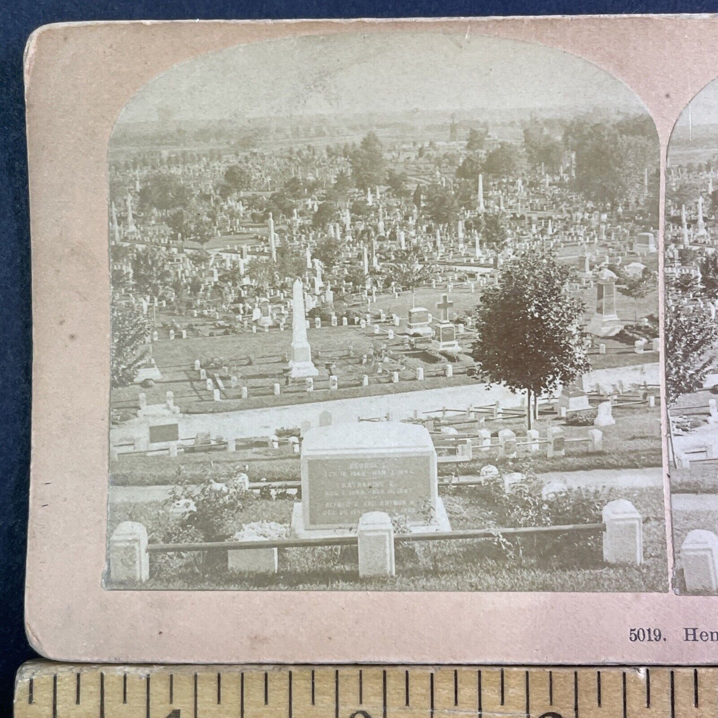 Henry Ward Beecher Grave Stereoview Green-Wood Cemetery NY Antique c1887 X3246