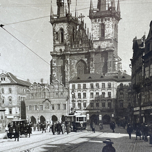 Antique 1920s Downtown Prague Czech Republic Stereoview Photo Card P2013