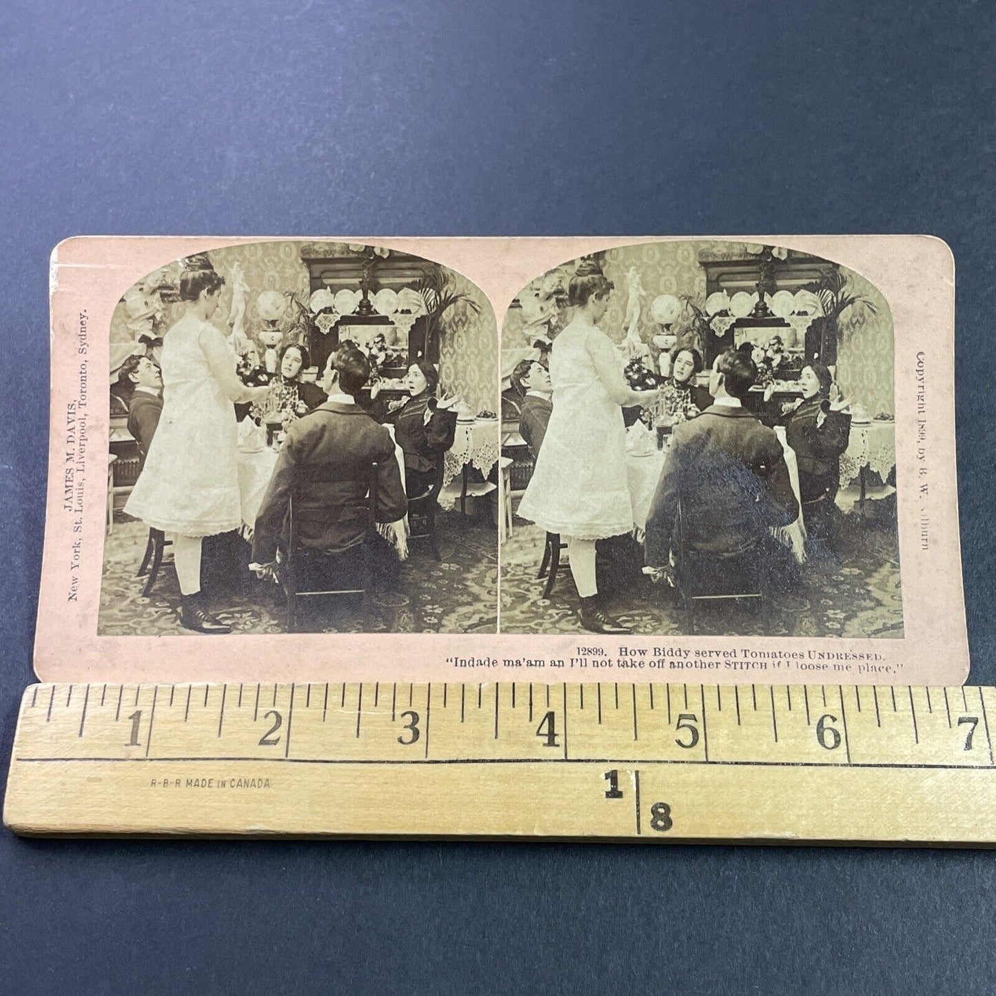 Antique 1899 Woman Serves Dinner In Her Underwear Stereoview Photo Card P3432