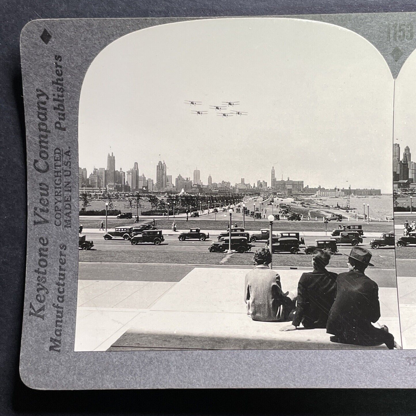 Antique 1931 Boeing Model 40 Airplanes In Formation Stereoview Photo Card P1283