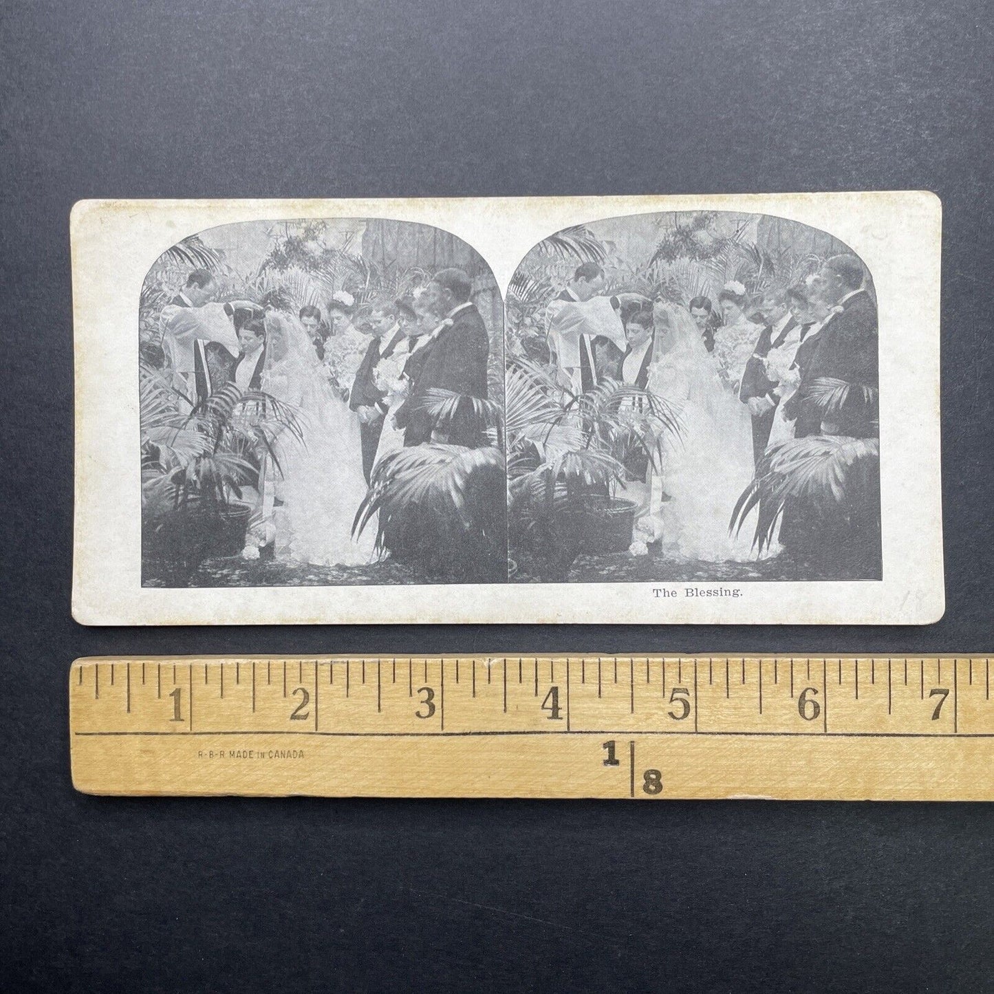 Antique 1905 Bride And Groom Blessed At Wedding Stereoview Photo Card P580-025