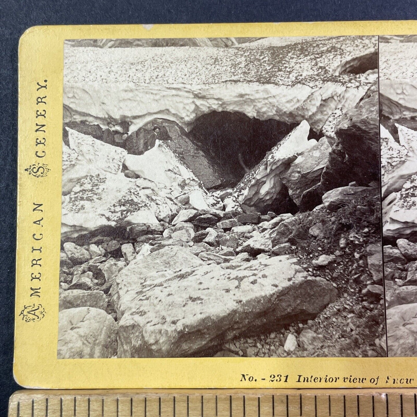 Tuckermans Ravine Cave Entrance NH Stereoview Photo NW Pease Antique c1873 X955