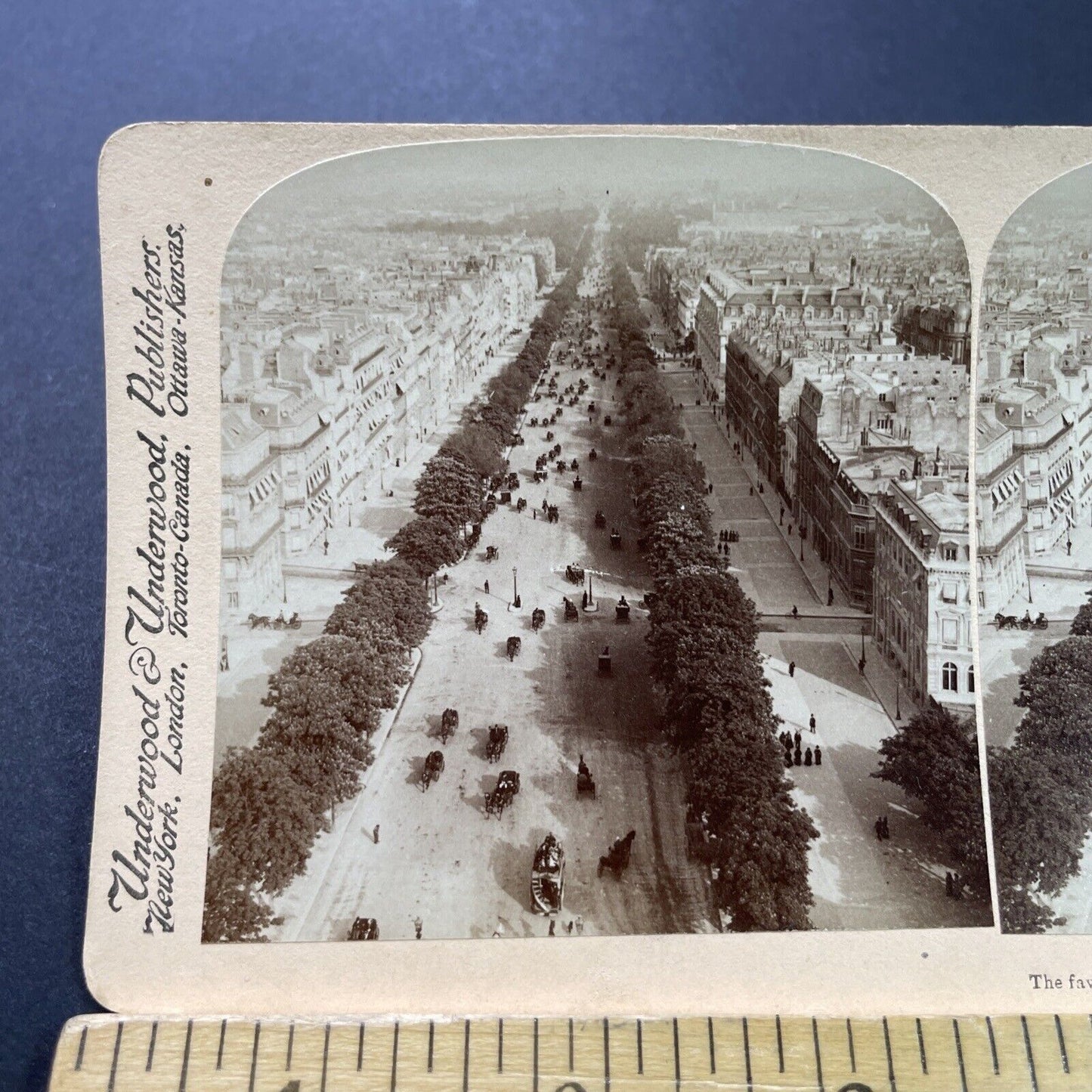 Antique 1900 The Main Street In Paris France Stereoview Photo Card P3921