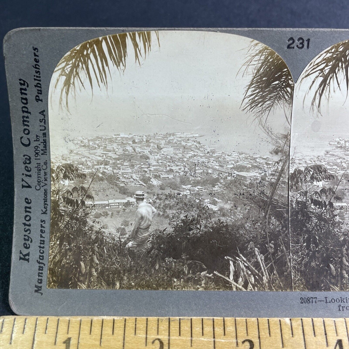 Antique 1909 Panama City Aerial View From Ancon Hill Stereoview Photo Card P2128