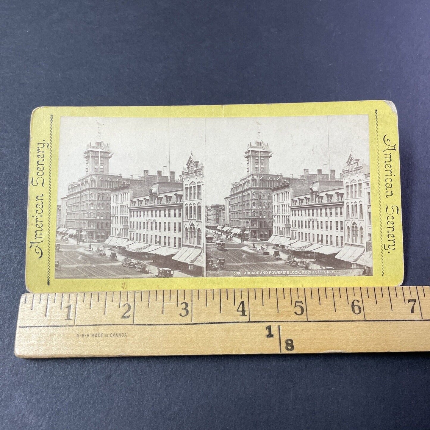 Antique 1870s Arcade & Powers Buildings Rochester Stereoview Photo Card P381-04