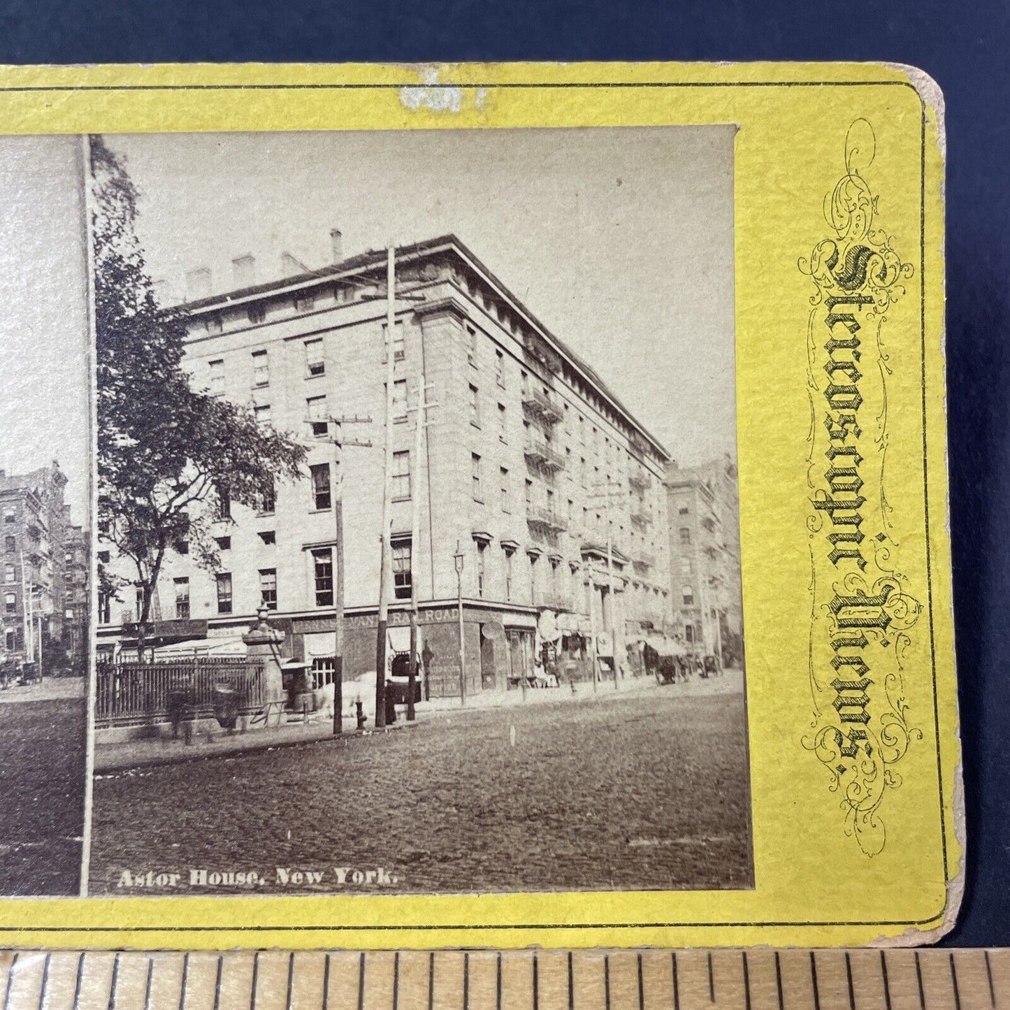 Antique 1870s Astor House Hotel Manhattan NY Stereoview Photo Card P2460-07