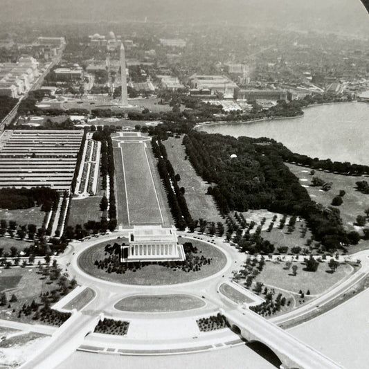 Antique 1923 Lincoln Memorial Aerial Washington DC Stereoview Photo Card P2476