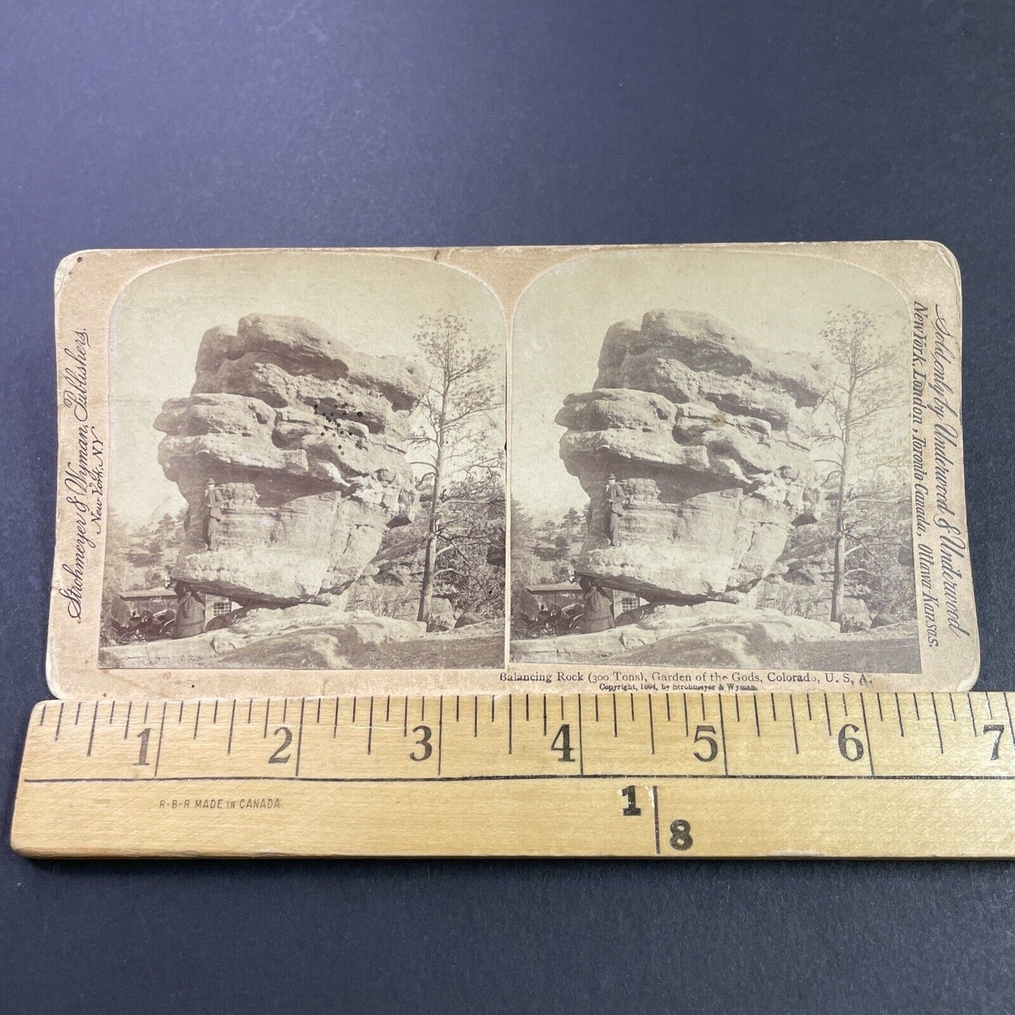 Antique 1894 Balanced Rock Garden Of The Gods CO Stereoview Photo Card P3865