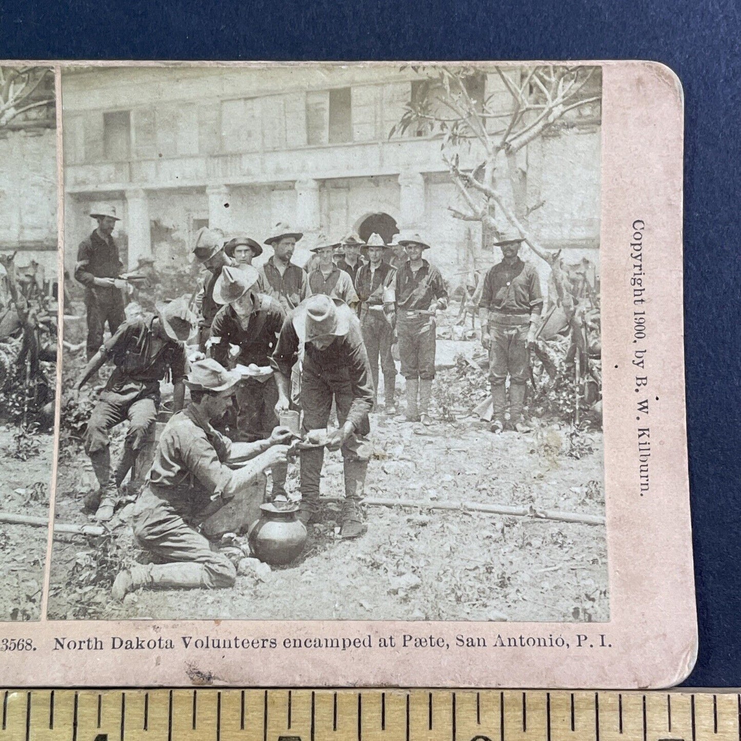 North Dakota National Guard Soldiers Stereoview James Davis Antique c1900 X1514