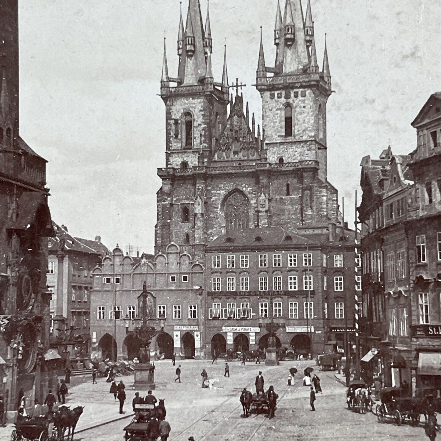 Old Town Square Prague Czechoslovakia Stereoview Antique c1897 X3524