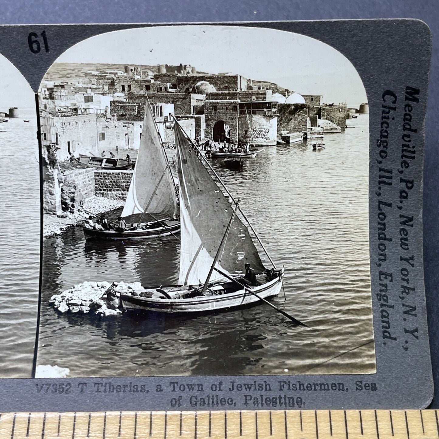 Antique 1910s Jewish Fisherman Sea Of Galilee Stereoview Photo Card P2741