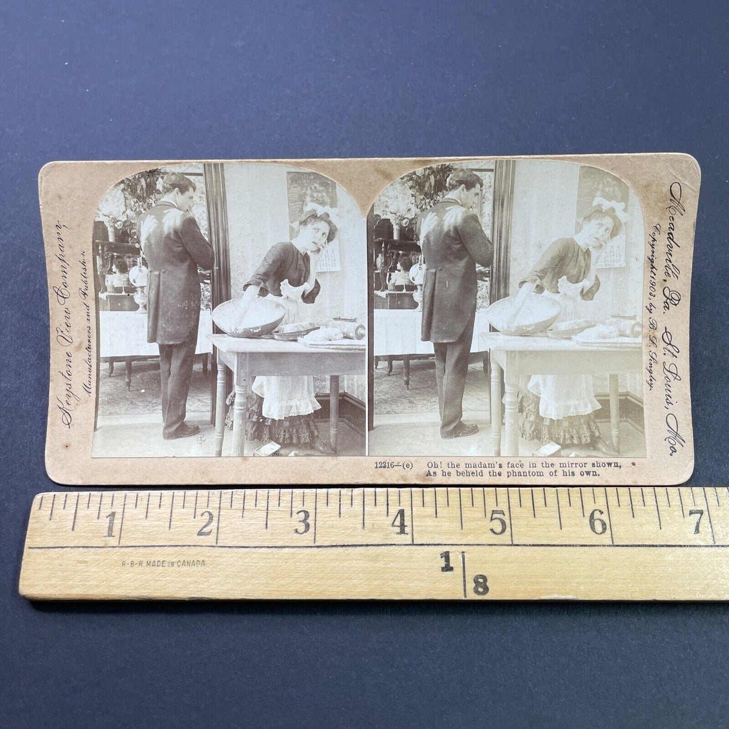 Antique 1903 Evidence Of Man's Affair With Maid Stereoview Photo Card P2623