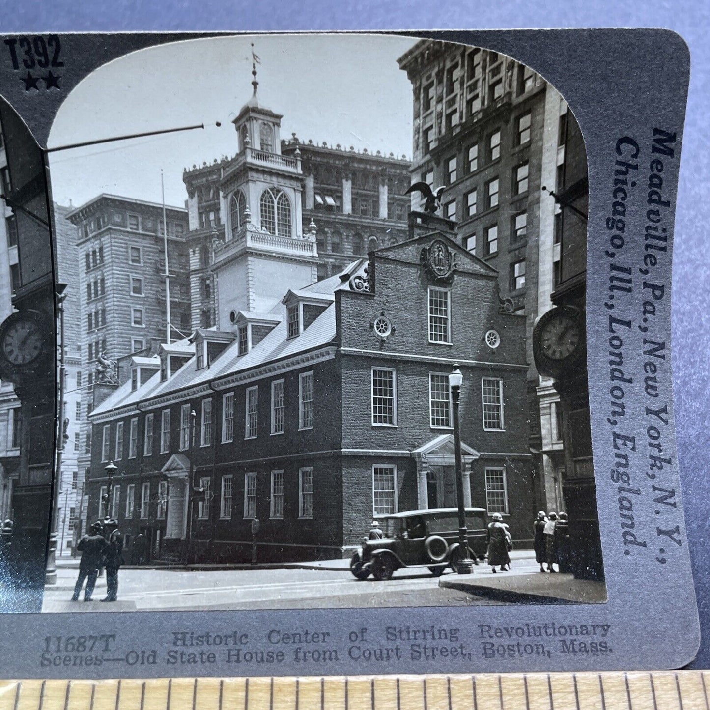 Antique 1910s Court Street Boston Massachusetts Stereoview Photo Card V2887