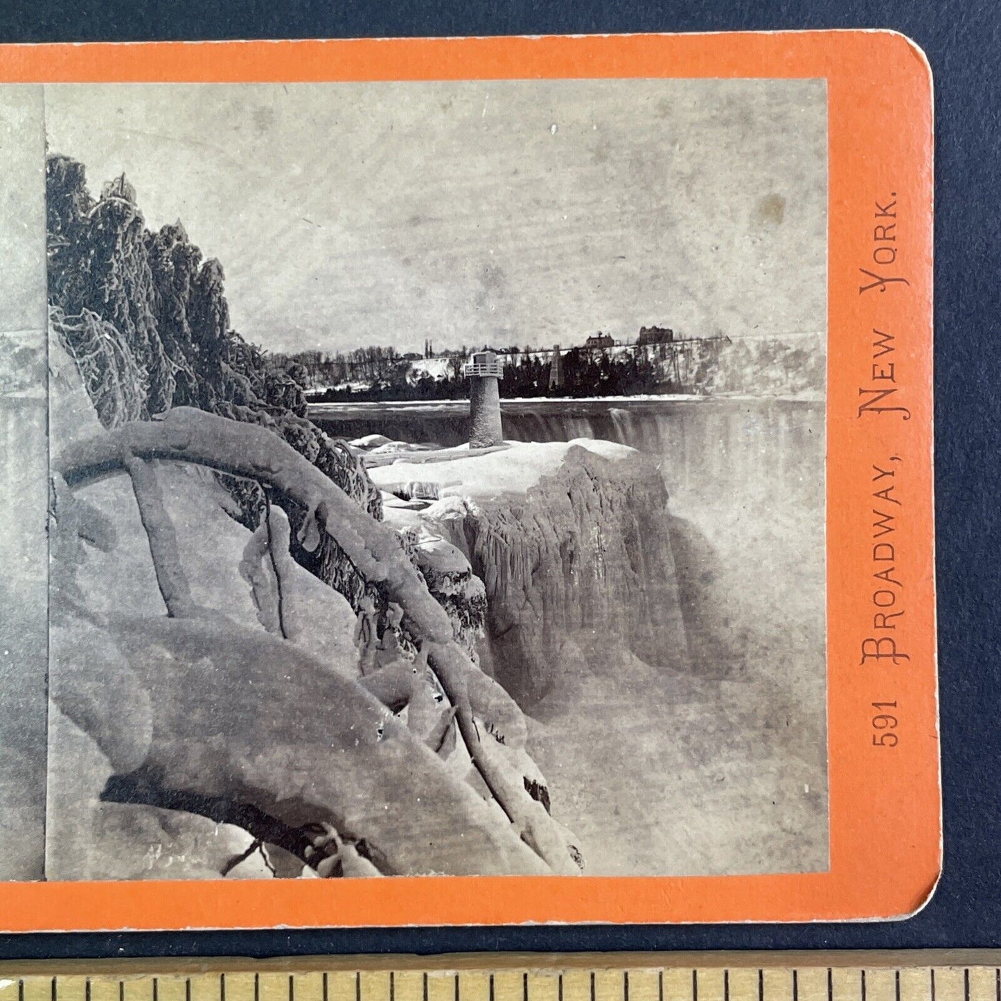 Terrapin Tower in Winter Niagara Falls Stereoview E & HT Anthony c1870s X1935