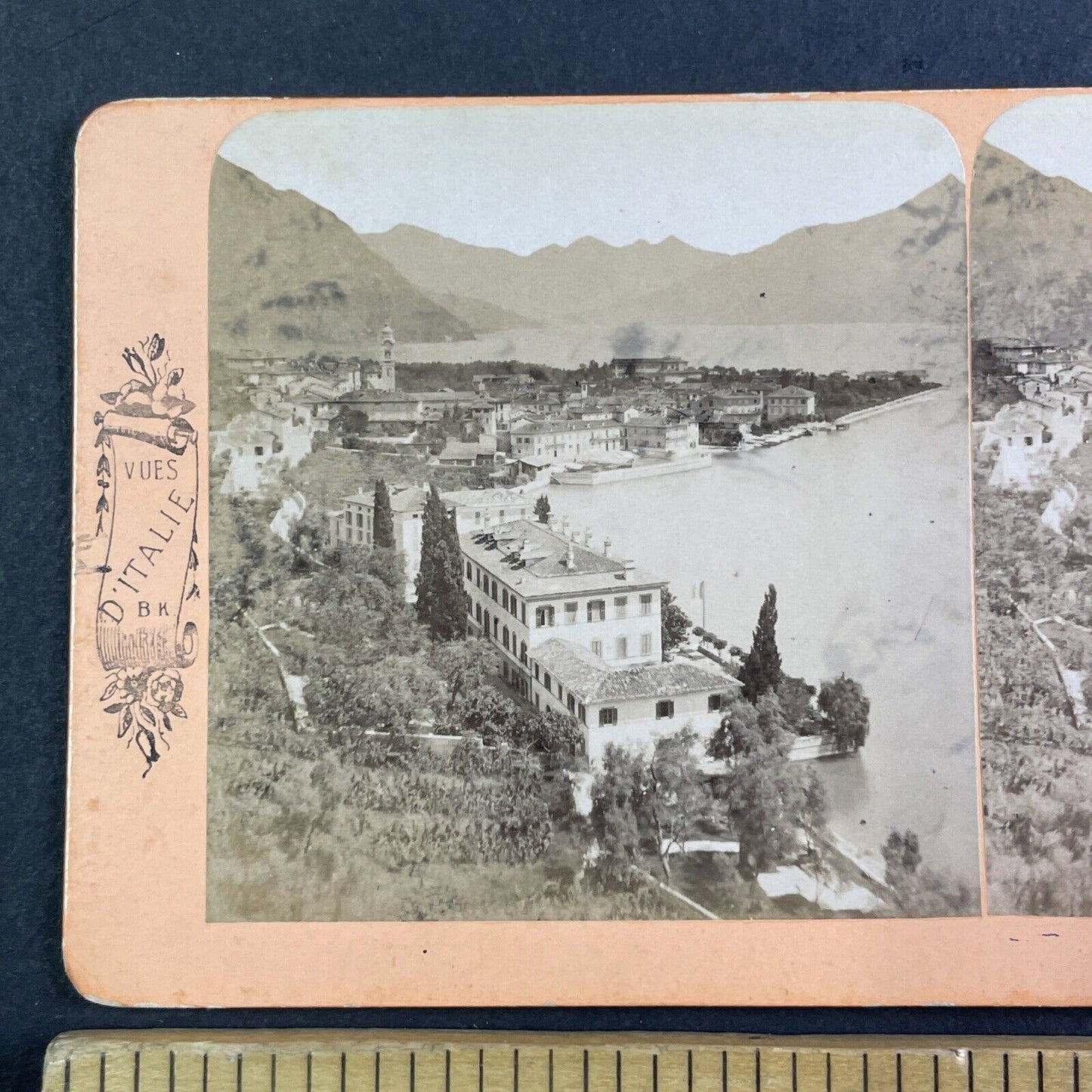 Lake Como Menaggio Italy Stereoview Lombardy Region Antique c1875 X3237