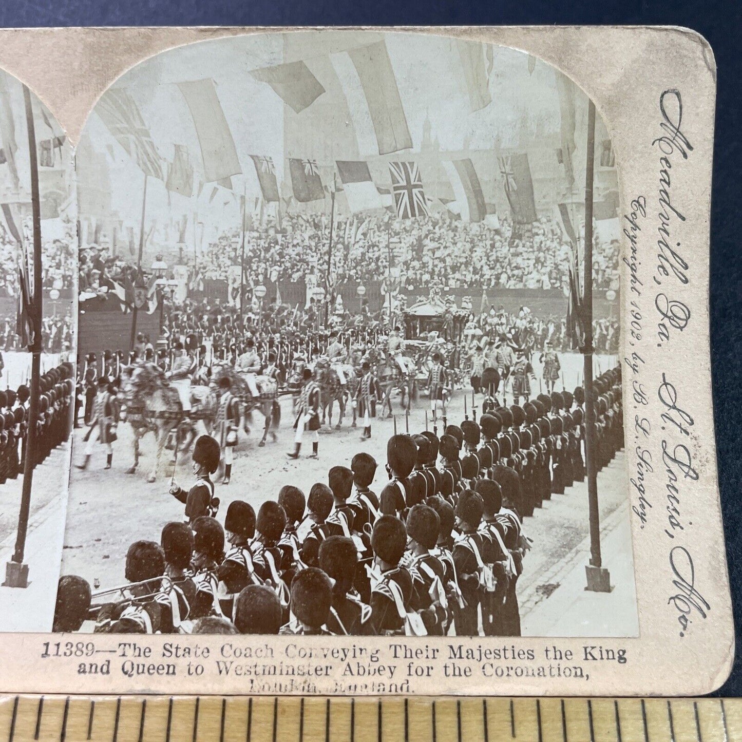 Antique 1902 Coronation Of King Edward VII England Stereoview Photo Card P3891