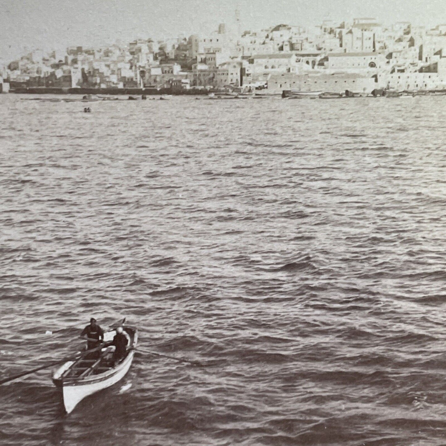 Antique 1899 Fisherman In Jaffa Israel Palestine Stereoview Photo Card P1376