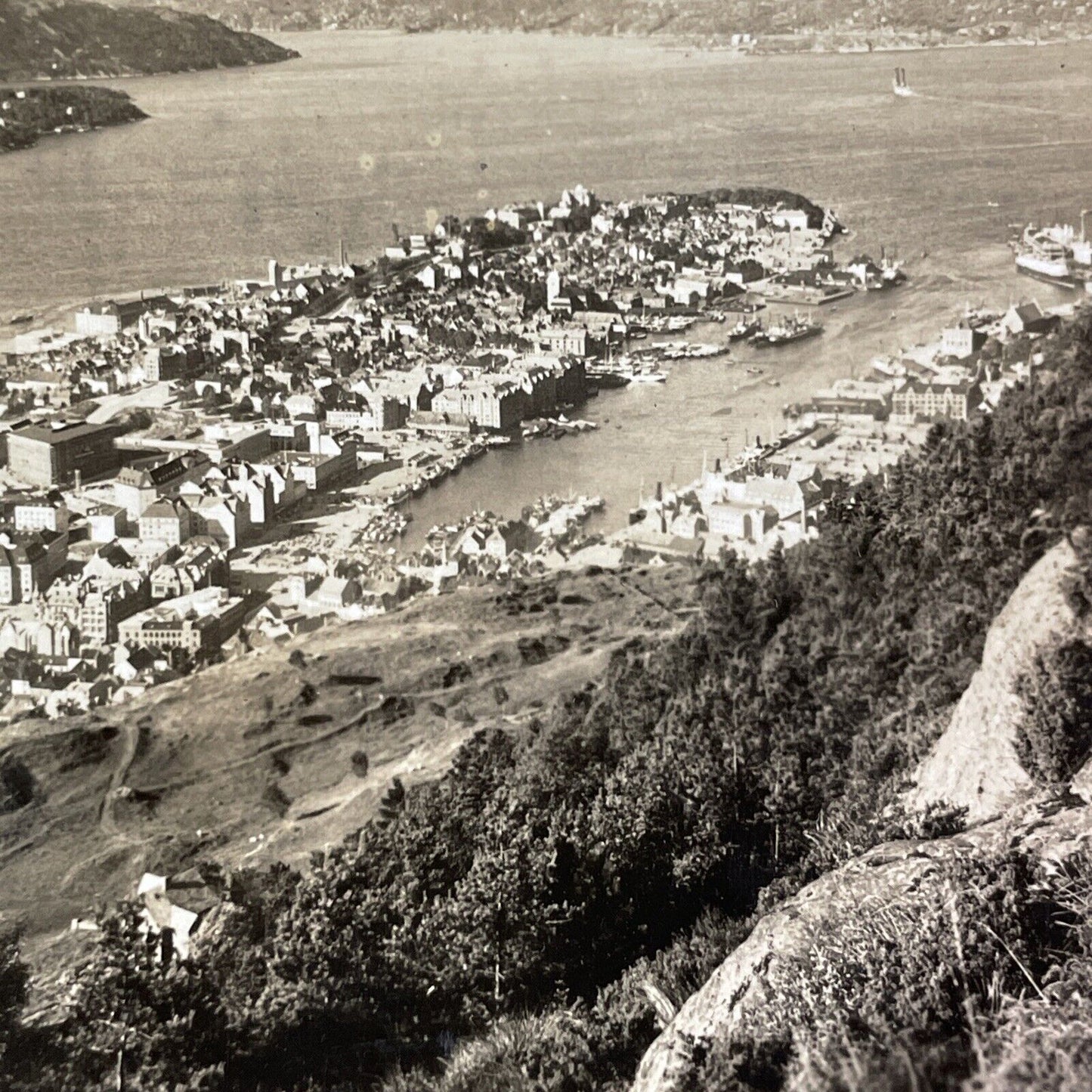 Bergen Norway Stereoview Late Period View Antique c1933 Y1245