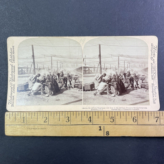 African DeBeers Diamond Miners Stereoview Real Photo Card Antique 1872 X831