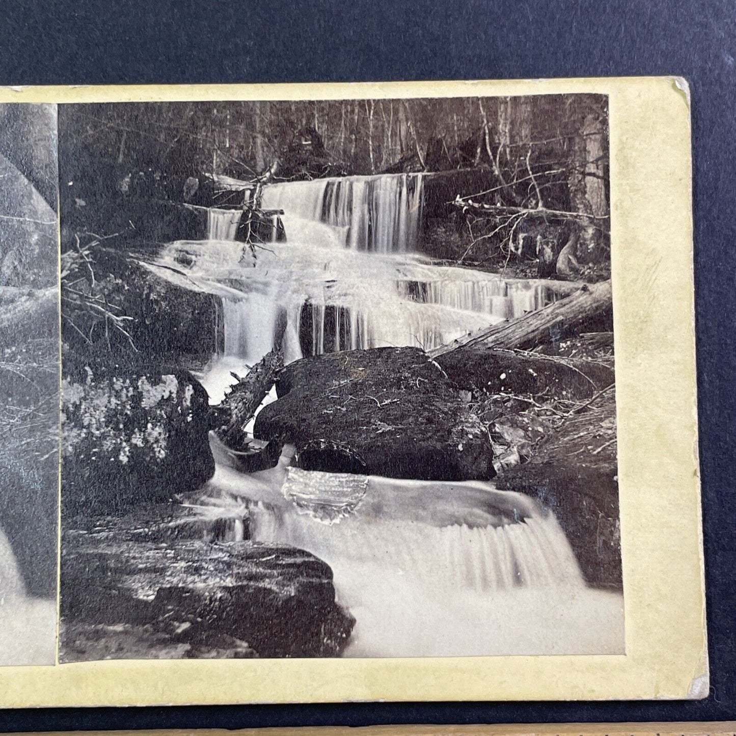 Waterfalls in Warren New Hampshire Stereoview A.F. Clough Antique c1860s Y885