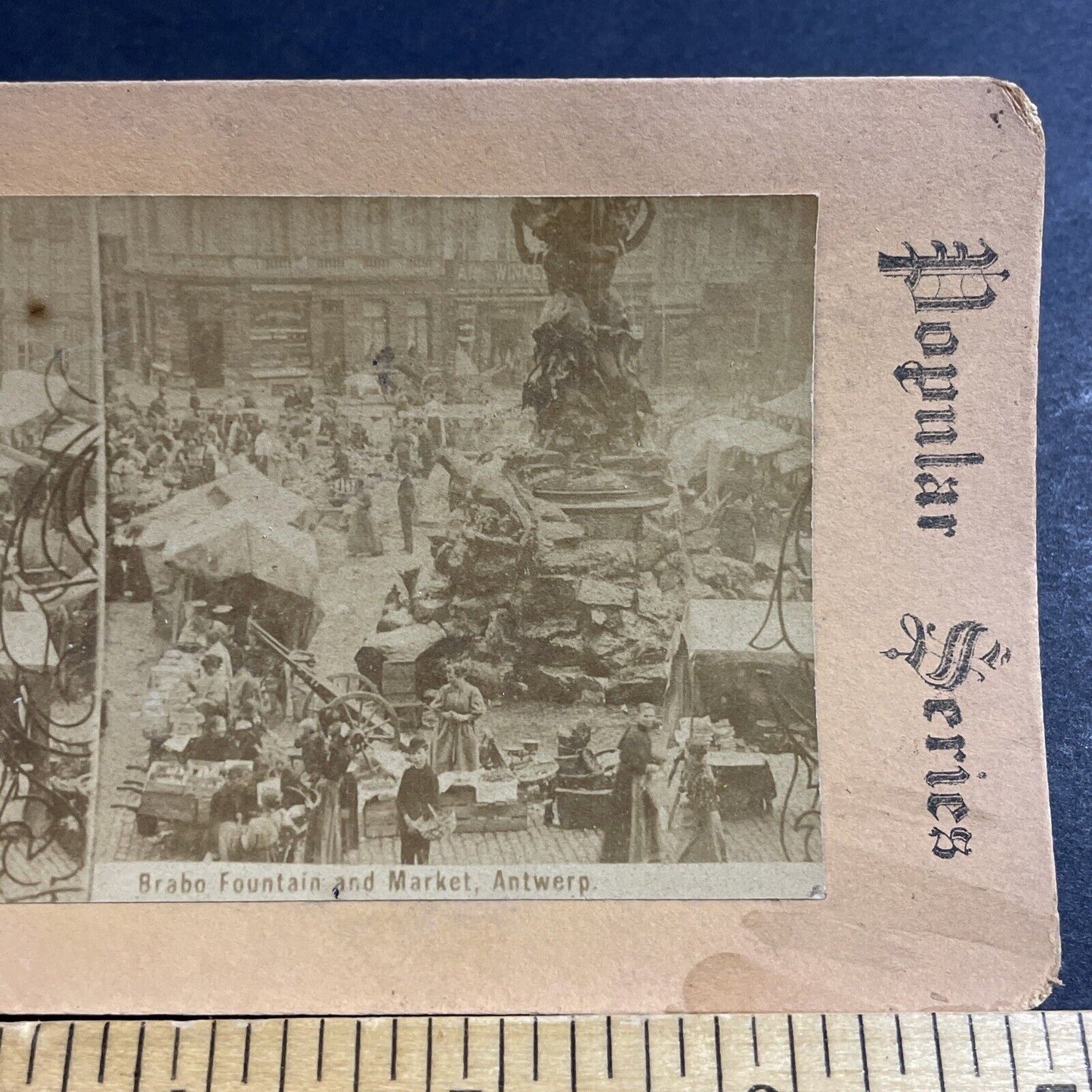 Antique 1870s City Center Antwerp Antwerpen Belgium Stereoview Photo Card P5195