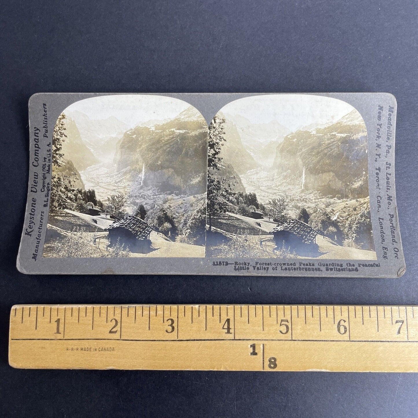 Antique 1901 Lauterbrunnen Switzerland Vista Stereoview Photo Card P1045