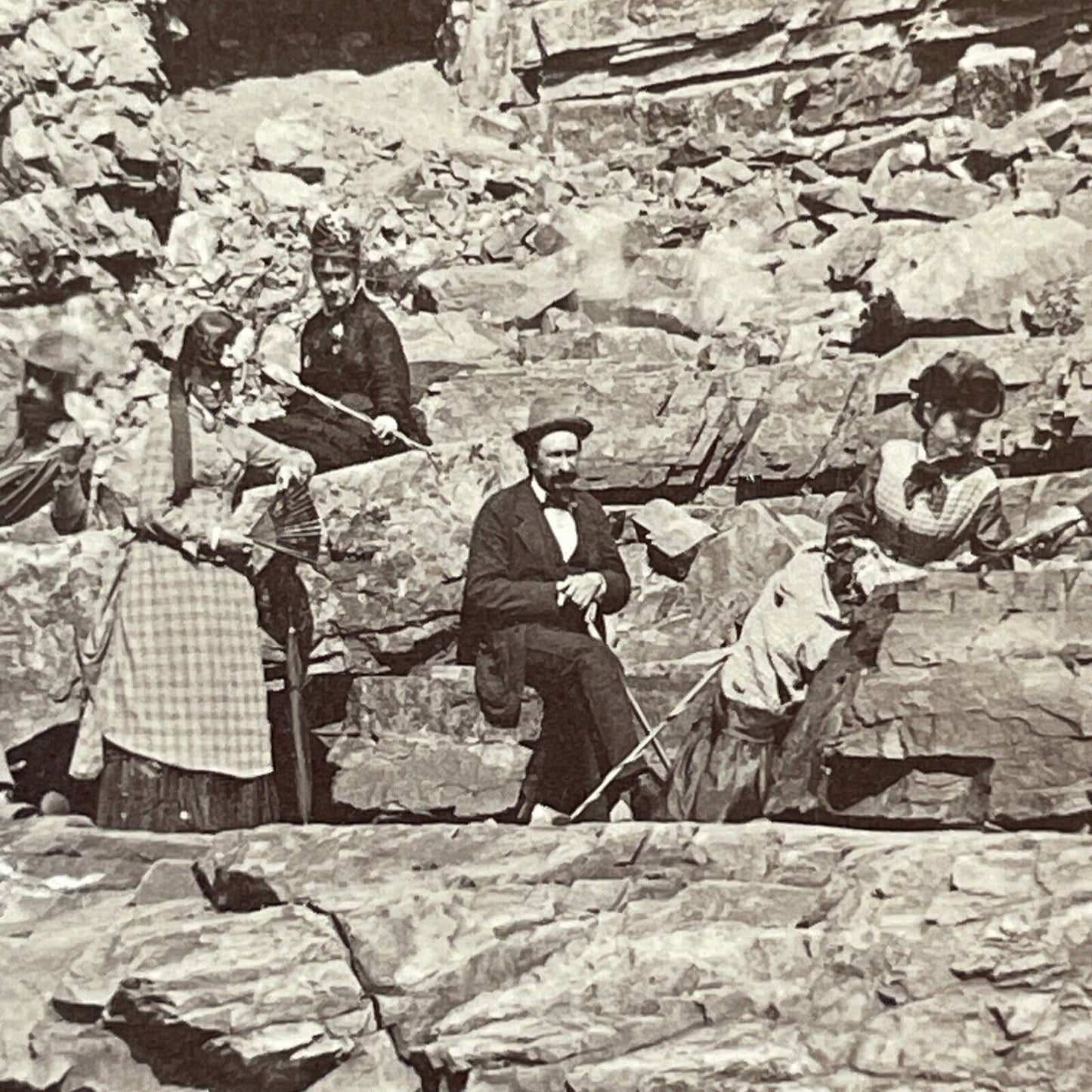 George W. Baldwin Self-Portrait Stereoview Ausable Chasm NY Antique c1870s Y042