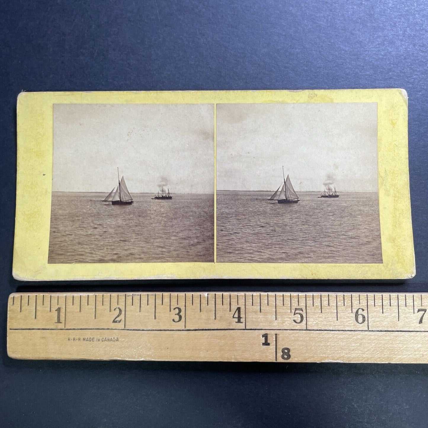 Antique 1860s Fishing Boats Isle Of Wight UK Stereoview Photo Card P1416