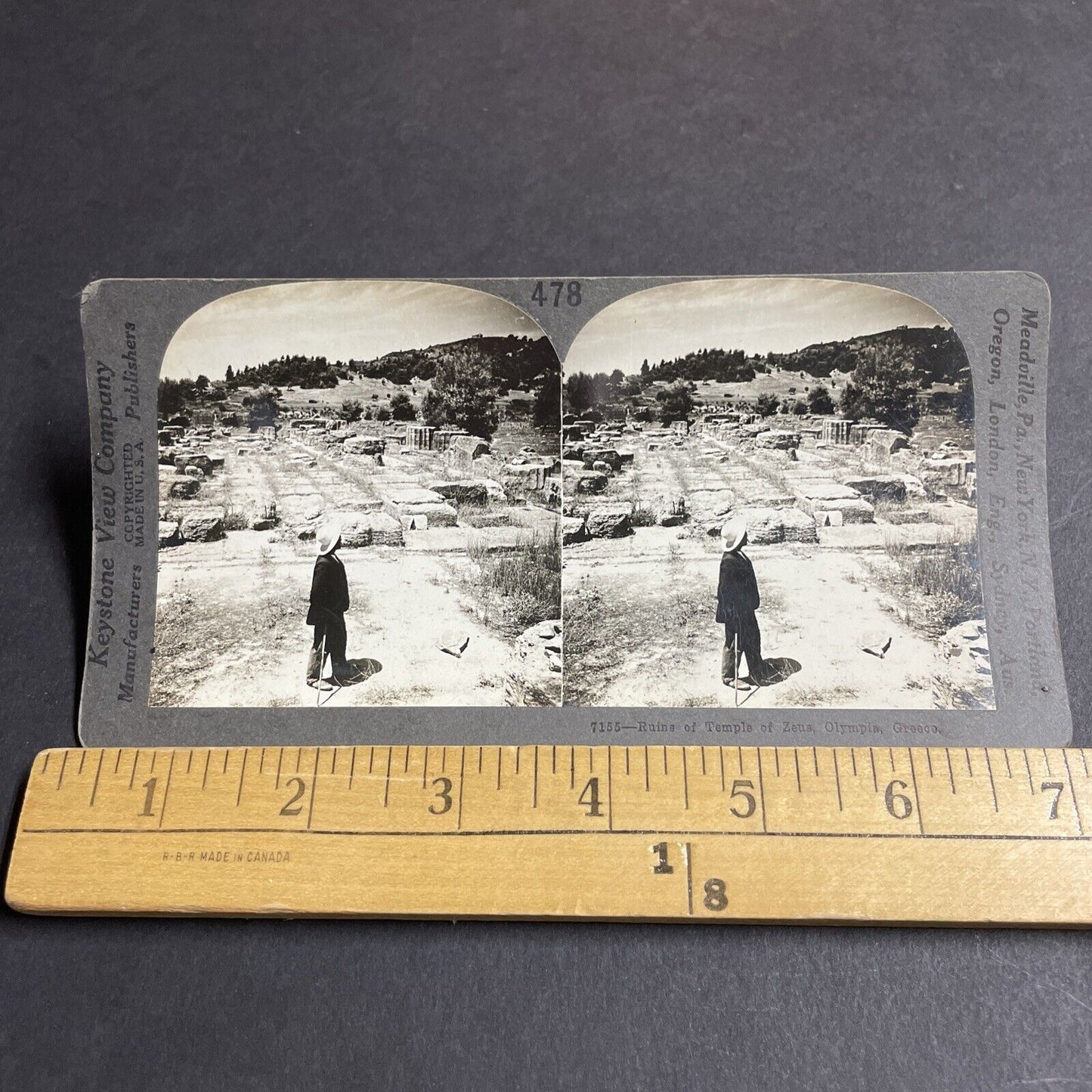 Antique 1910s Temple Of Zeus Ruins Olympia Greece Stereoview Photo Card P4401