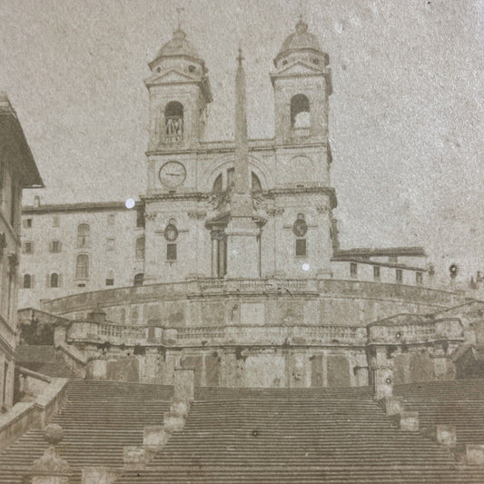 Antique 1870s The Spanish Steps Rome Italy Stereoview Photo Card P4176