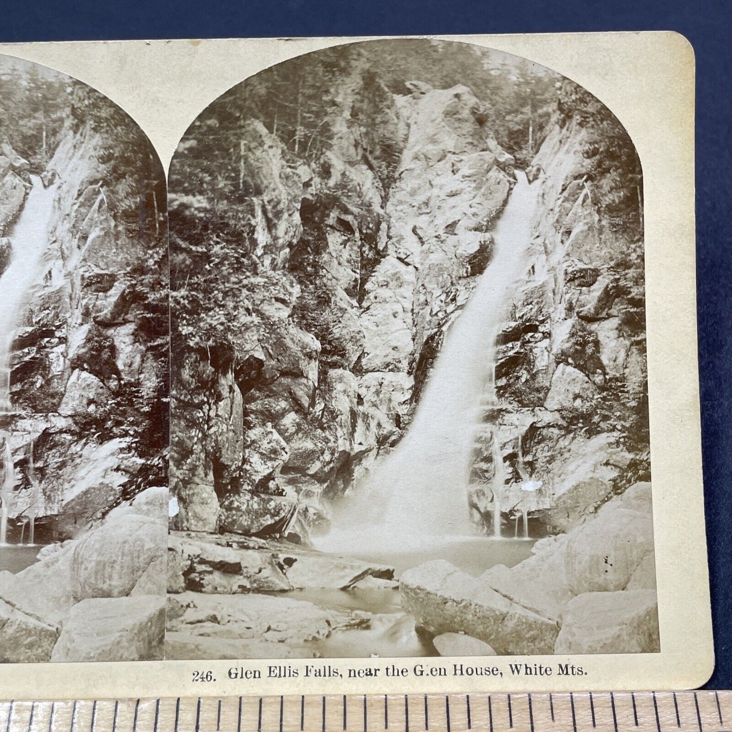 Antique 1870s Glen Ellis Falls Gorham NH Stereoview Photo Card V1991