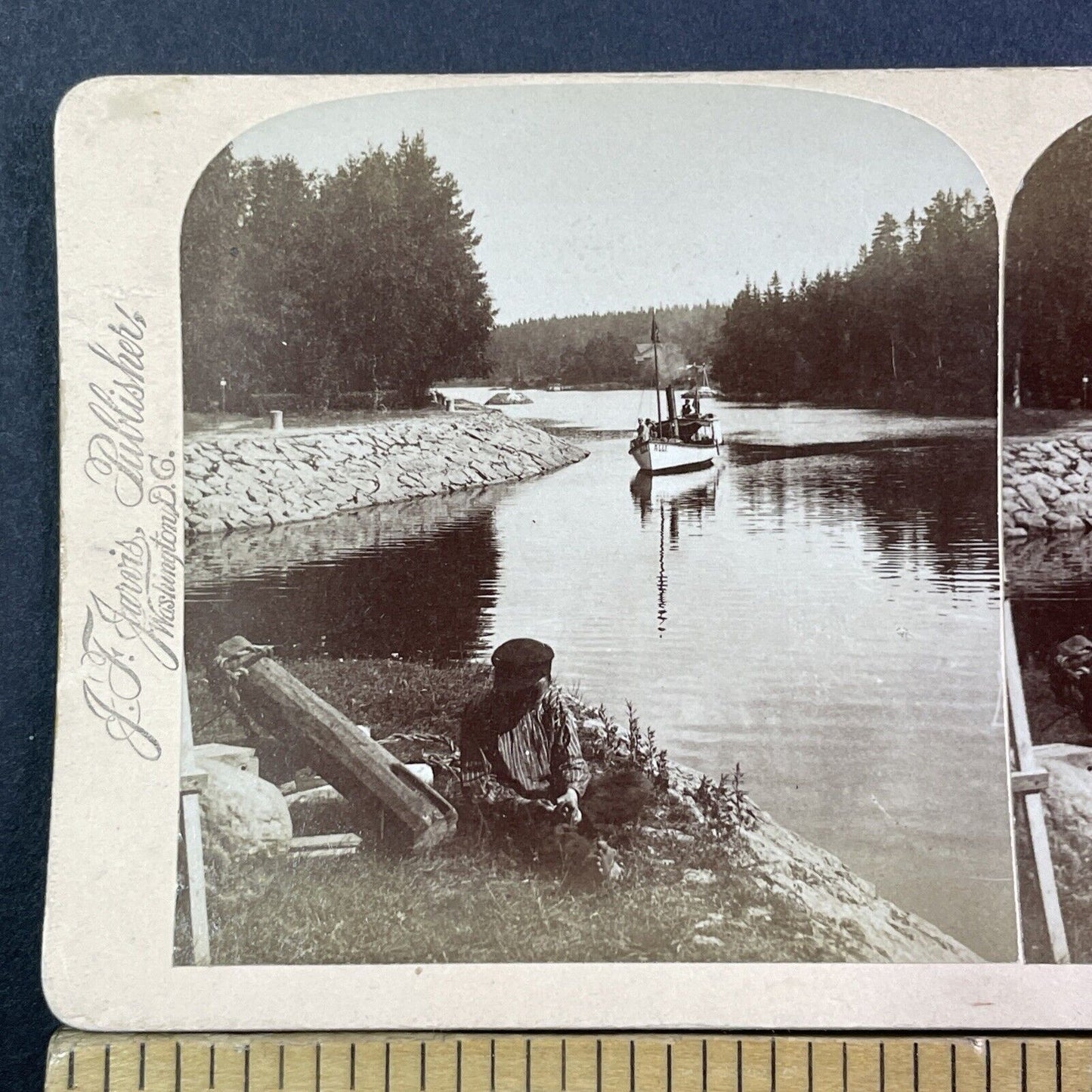 Lavola Finland Canal View Stereoview Underwood Antique 1897 X3545