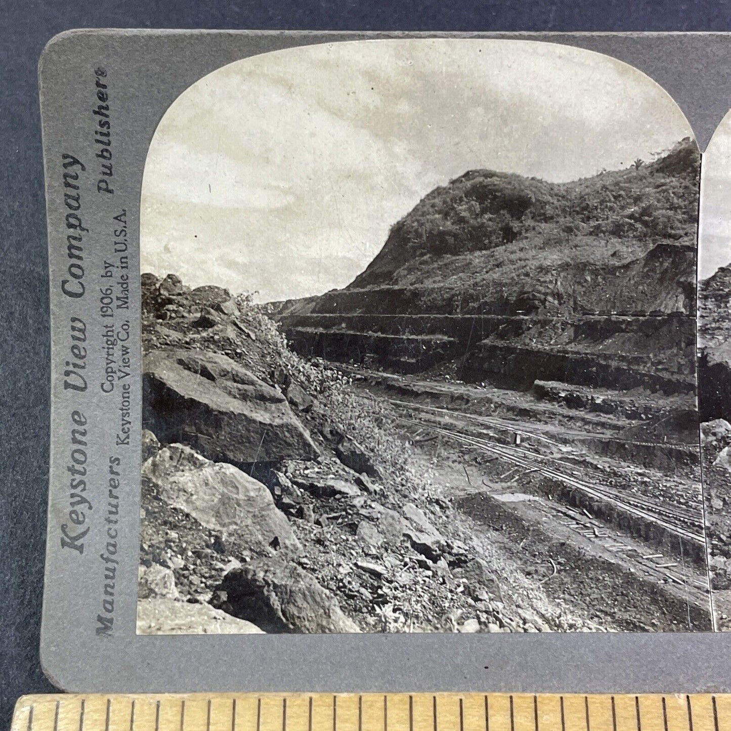 Culebra Cut Panama Canal Construction Stereoview Antique c1907 Y2803