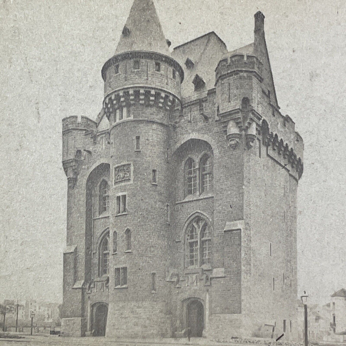 The Halle Gate Brussels Belgium Stereoview Orange Card Antique c1870s X2728