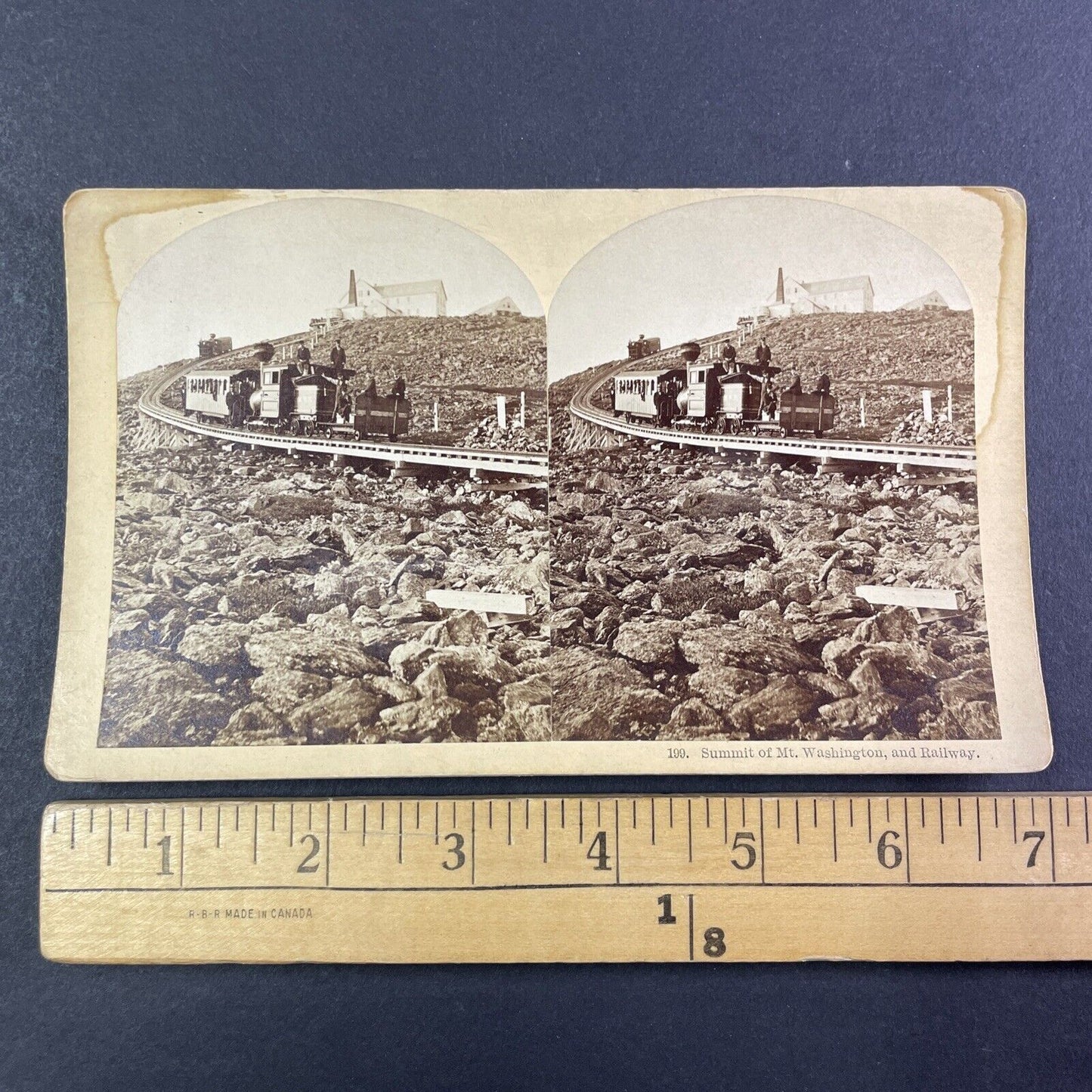 Mount Washington Railroad at Summit Stereoview New Hampshire c1870s Y1467