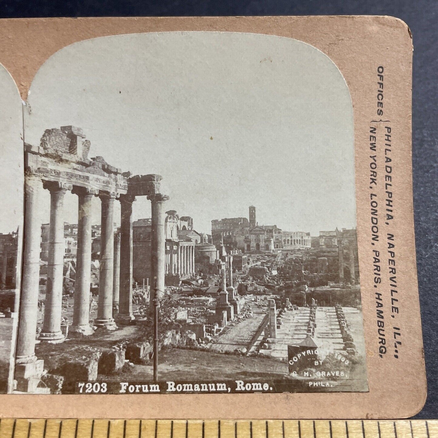 Antique 1900 The Roman Forum In Rome Italy Stereoview Photo Card P5159