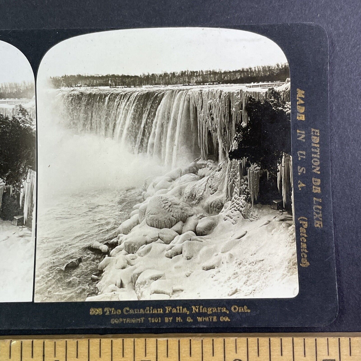 Niagara Falls in Winter Freeze Stereoview H.C. White Antique c1901 Y2574